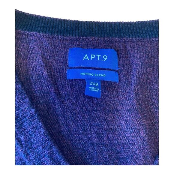 Apt 9 Mens 2XB Wool Blend Lightweight VNeck Long Sleeve Maroon Pull-Over Sweater - Picture 4 of 9